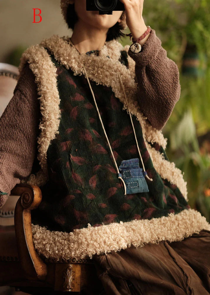 Gilet d'hiver pour femme style vintage à patchwork et rembourrage léger 3