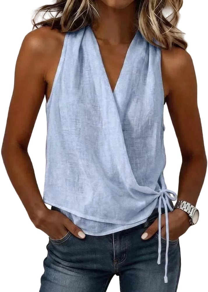 Gilet de Plage Femme Bohème Sans Manches Col en V 0