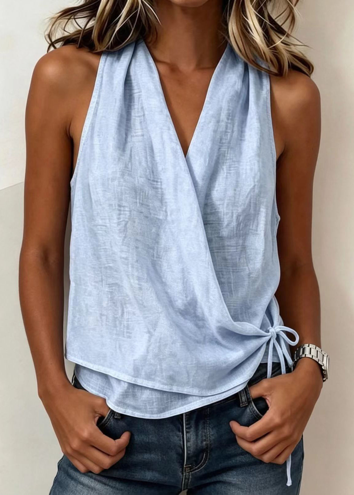 Gilet de Plage Femme Bohème Sans Manches Col en V 2