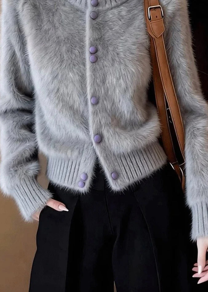 Gilet long à col roulé pour femme style patchwork manches longues 3