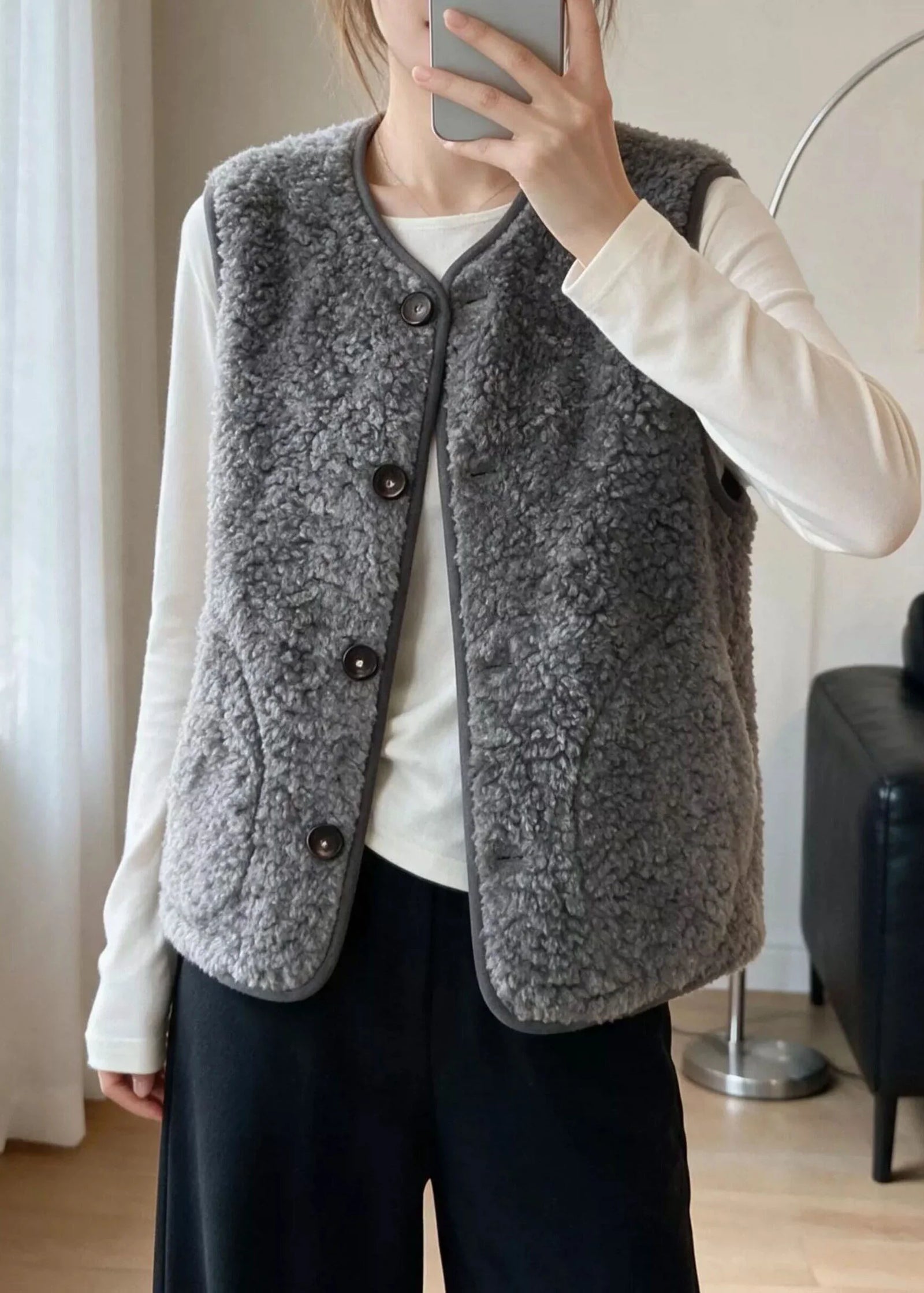 Gilet sans manches à col rond pour femme style décontracté 2