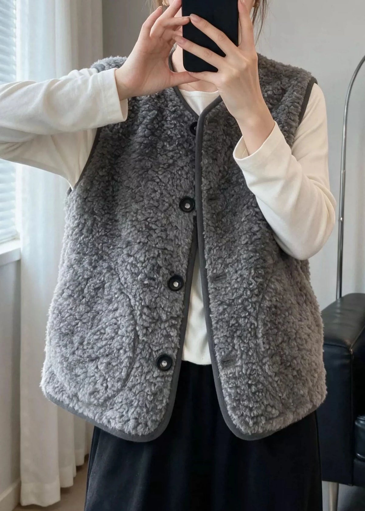 Gilet sans manches à col rond pour femme style décontracté 4
