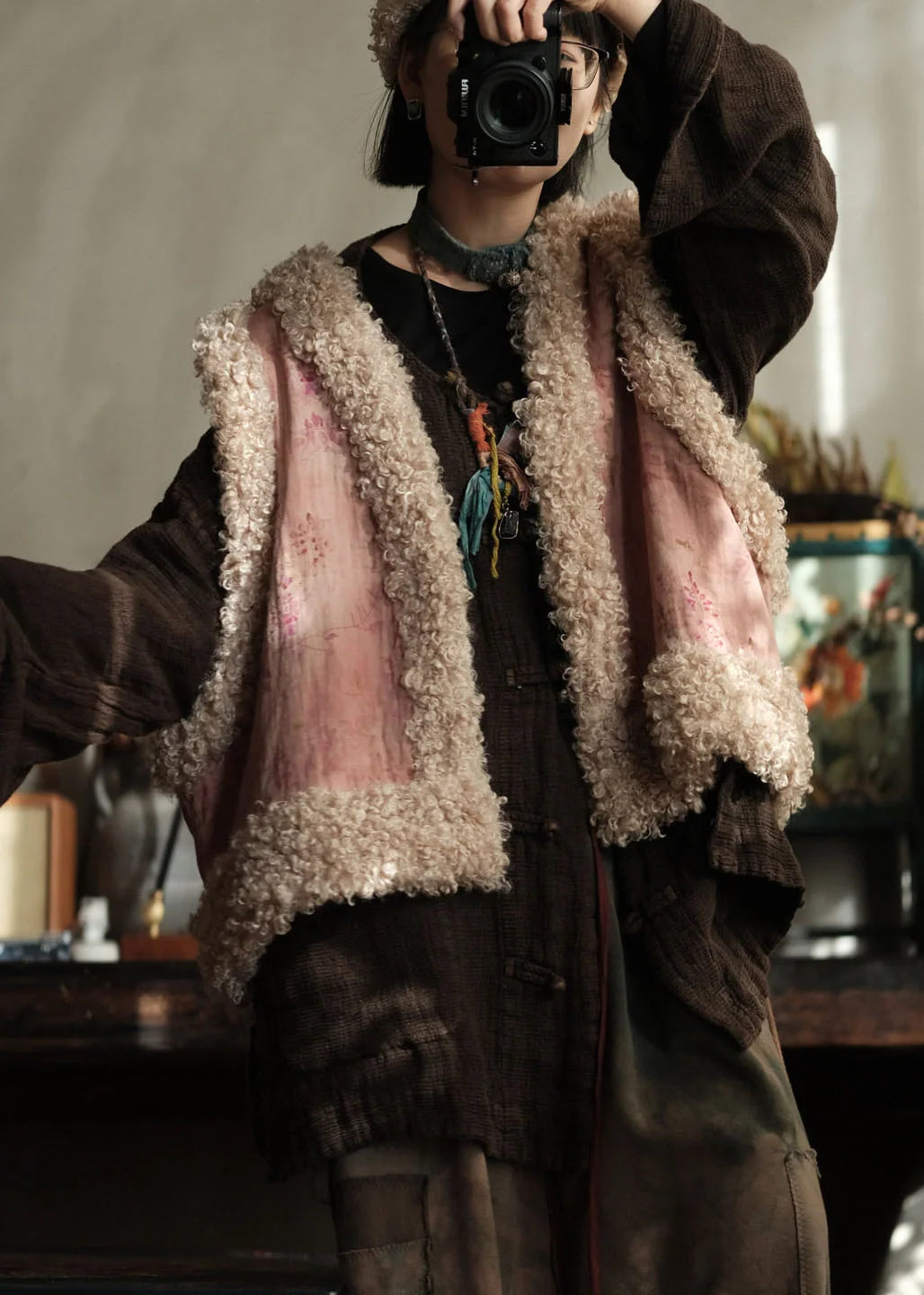 Gilet sans manches patchwork pour femme style unique 2
