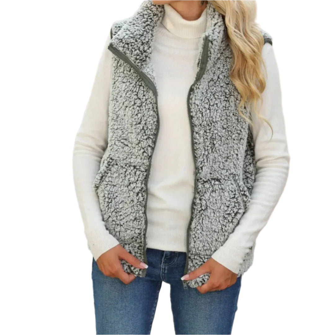 Gilet zippé pour femmes en tissu doux 0