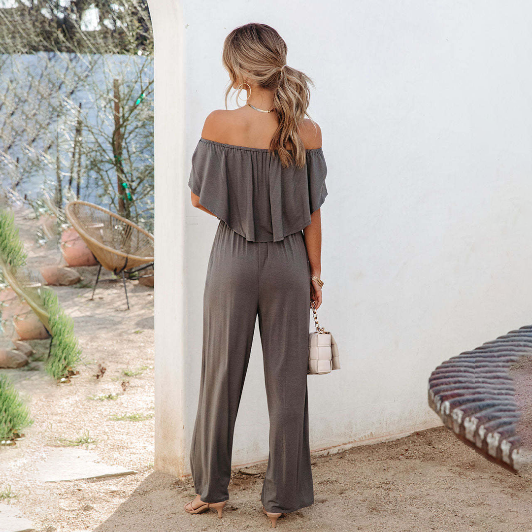 Combinaison Femme Chic Épaules Dénudées Polyester-2