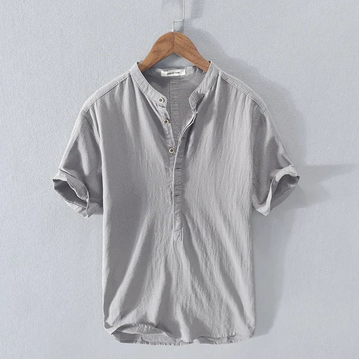 Variant image for Chemise Homme Manches Courtes Style Décontracté en Lin Respirant-25