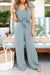 Combinaison Femme Chic Pantalon Large Col en V Tissu Léger-6