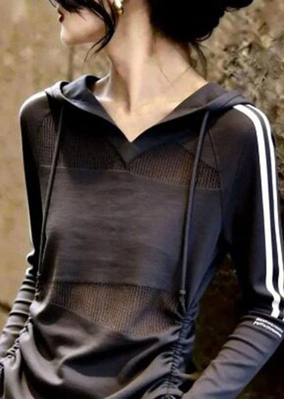Haut À Capuche Femme Patchwork Rayé Casual 1