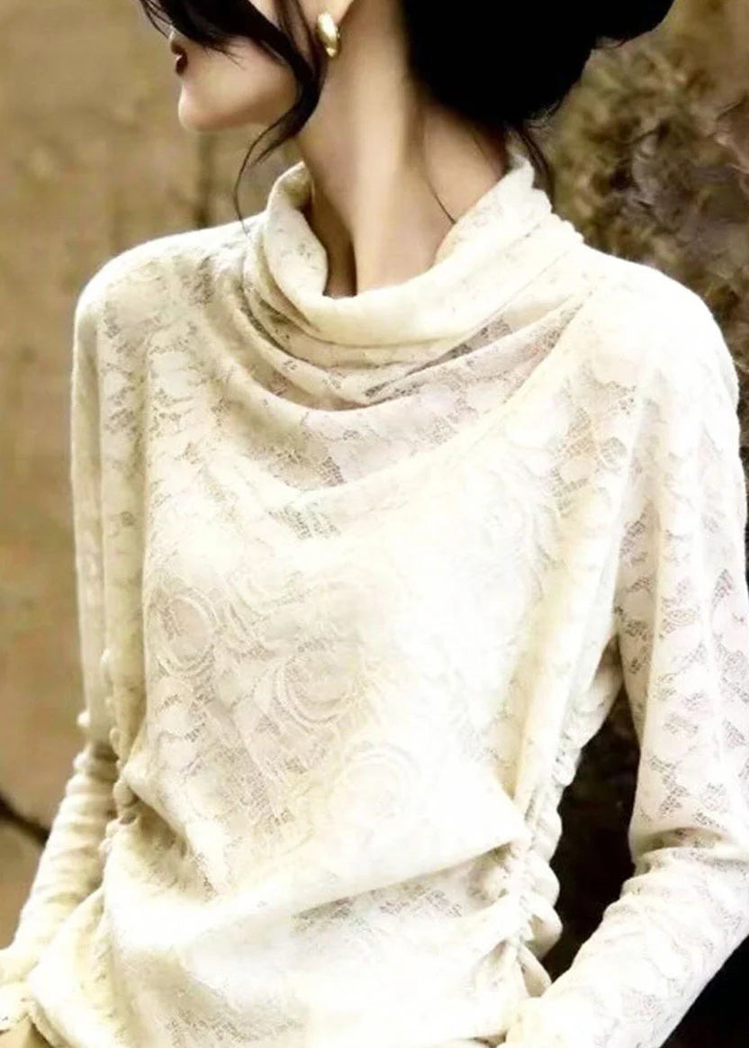 Haut À Col Roulé Femme Design Original Avec Détails En Dentelle 1