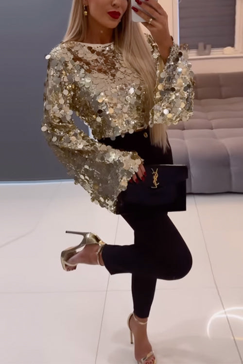 Haut Court à Paillettes Métallisées pour Femme 1