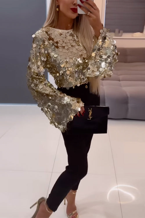 Haut Court à Paillettes Métallisées pour Femme 2