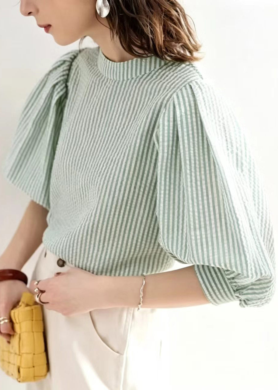 Haut Femme Chemise Rayé Col Montant Estival 0