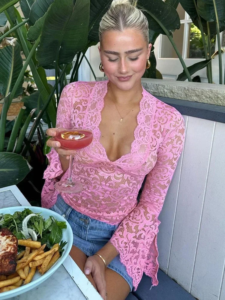 Haut Femme Chic en Dentelle Léger et Respirant 8