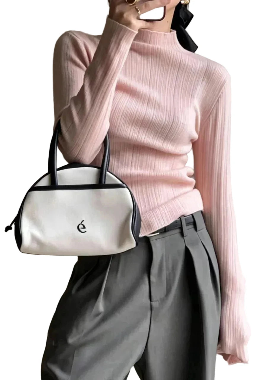 Haut Femme Col Montant Coupe Ajustée Automnal 0