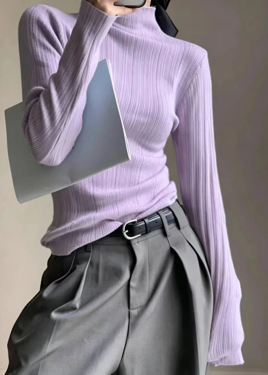 Haut Femme Col Montant Coupe Ajustée Automnal 2