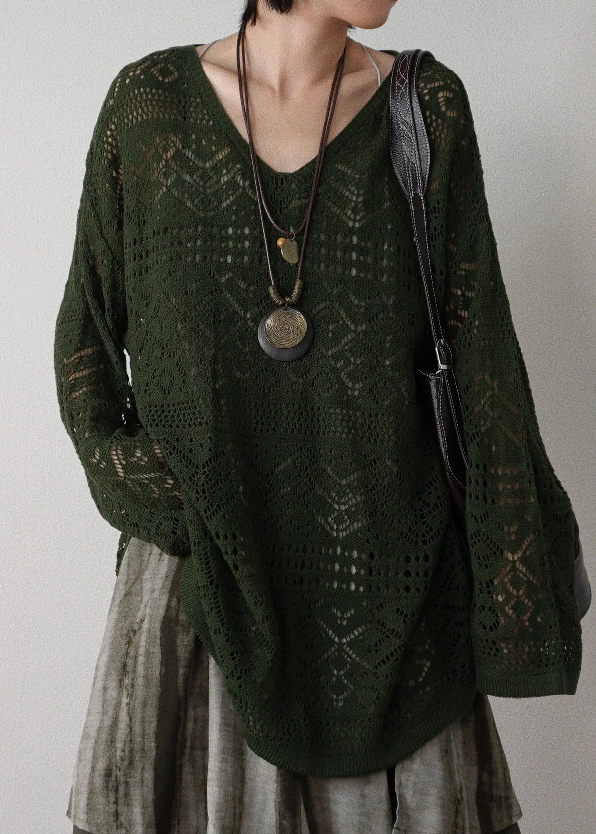 Haut Femme Maille Ajourée Coupe Ample Automne 0