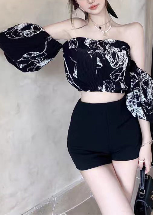 Haut Femme Manches Bouffantes Col Oblique Moderne 4