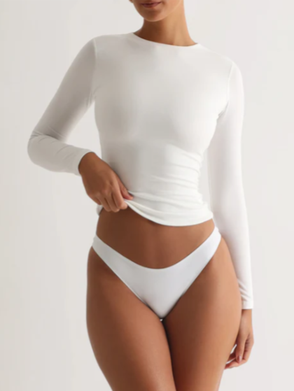 Haut Femme Manches Longues Col Rond Modal Confortable 5