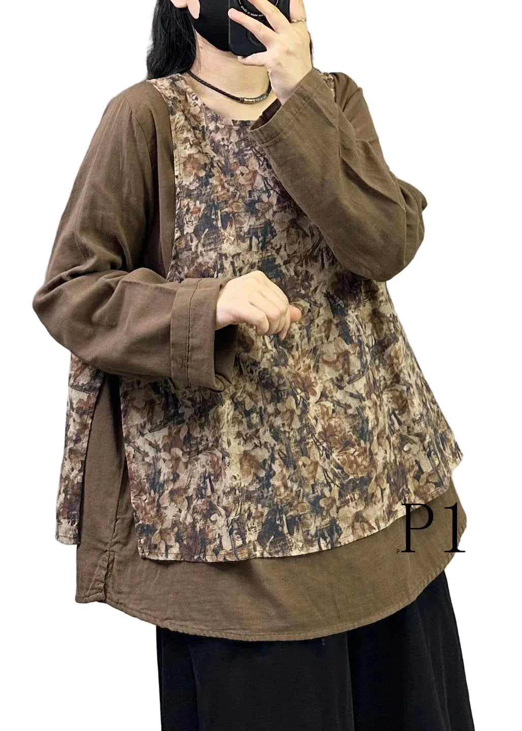 Haut Femme Oversize Imprimé Patchwork 0