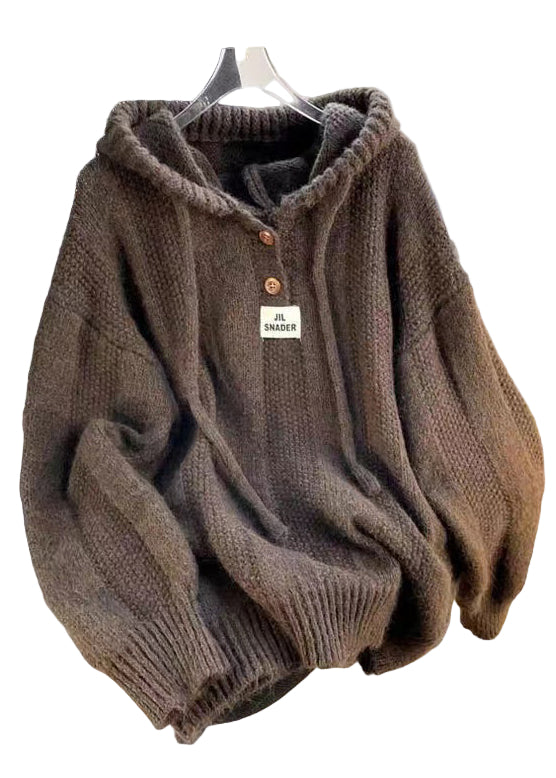 Haut à Capuche en Coton Tricoté pour Femme 0