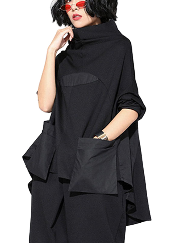 Haut à Col Roulé Femme Patchwork avec Poches 0