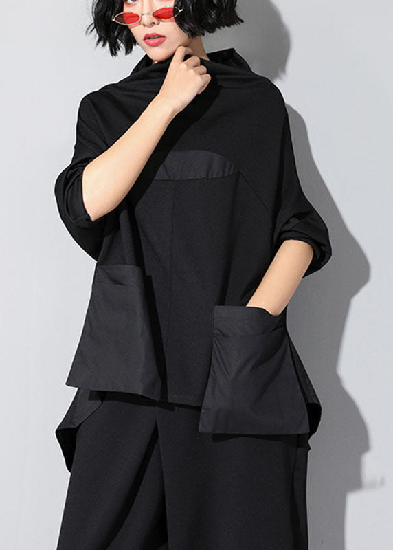 Haut à Col Roulé Femme Patchwork avec Poches 2