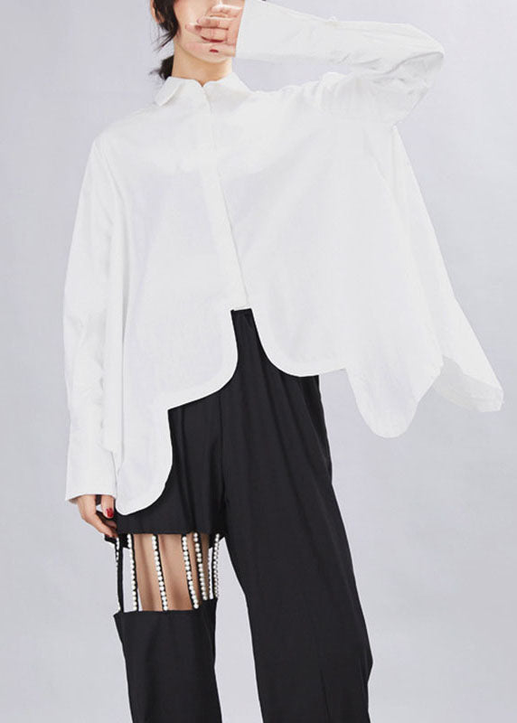 Haut à Manches Longues Ample avec Col Claudine et Design Asymétrique 2