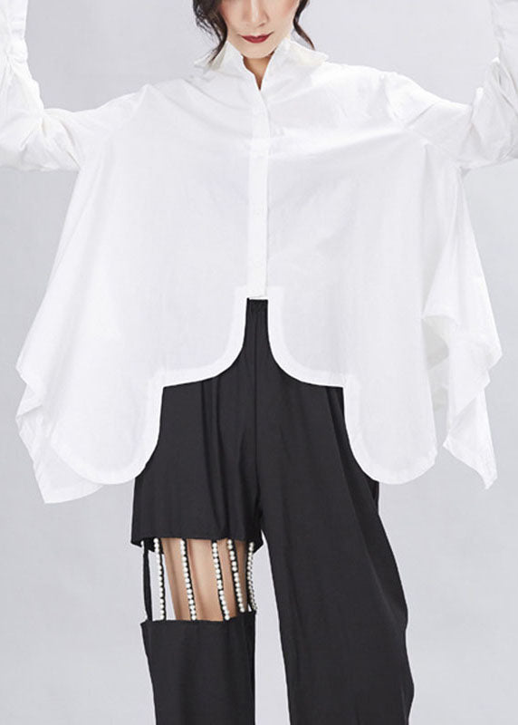 Haut à Manches Longues Ample avec Col Claudine et Design Asymétrique 3