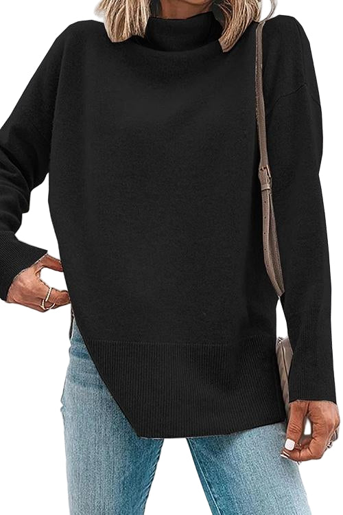 Haut à manches longues pour femmes avec col roulé fendu 3