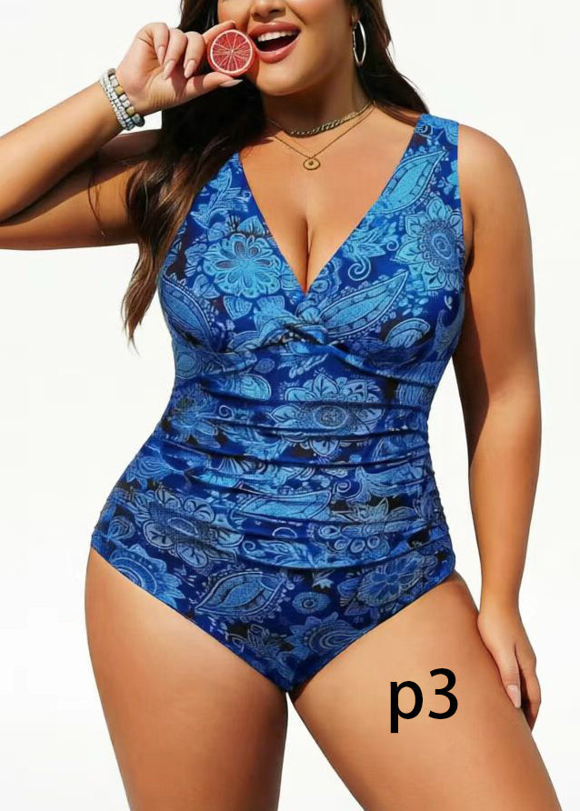 Haut de Maillot de Bain Femme Rayé Col en V Grande Taille 2