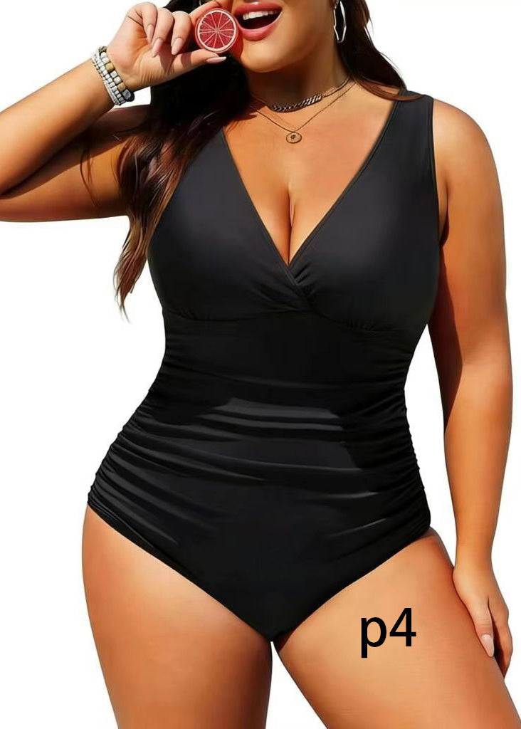 Haut de Maillot de Bain Femme Rayé Col en V Grande Taille 3