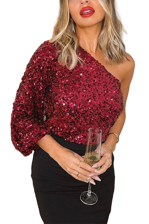 Haut de Soirée Asymétrique à Manches Longues pour Femme 0