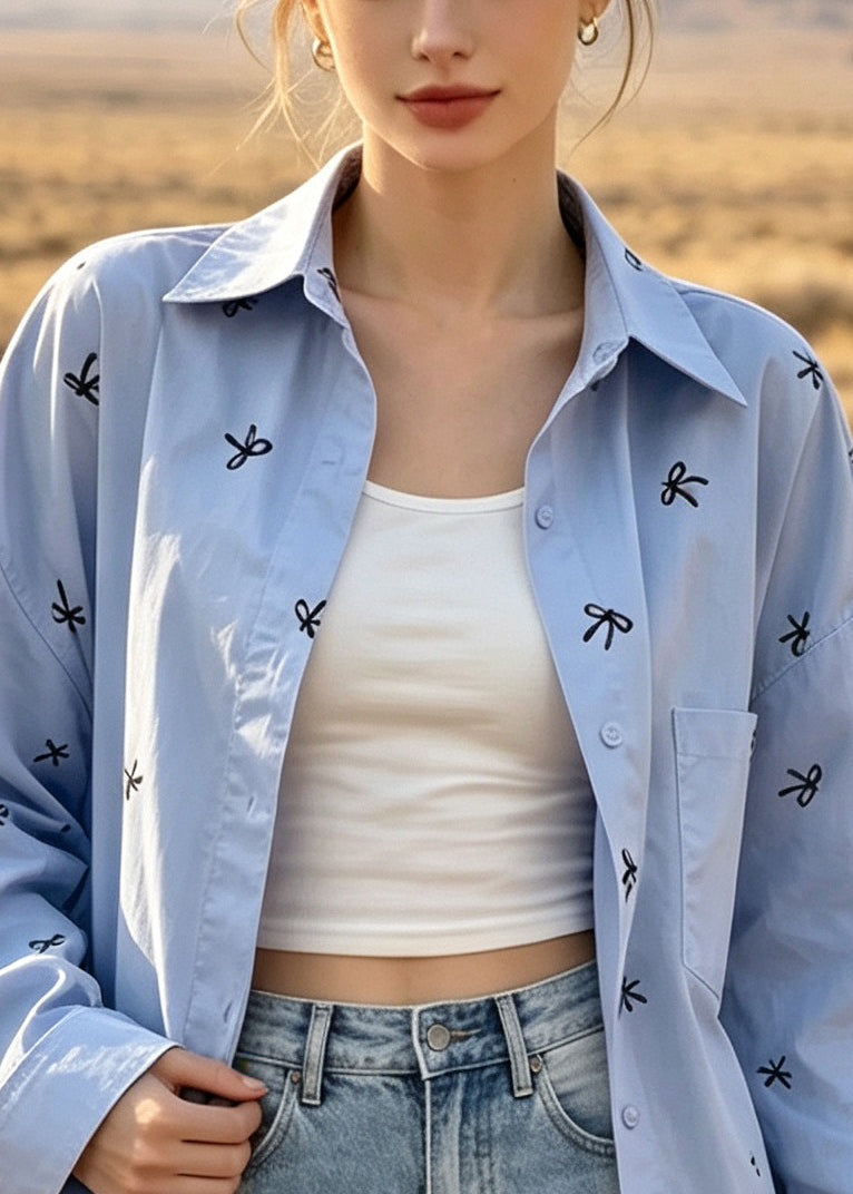 Haut de chemise femme surdimensionné à imprimé nœud 1