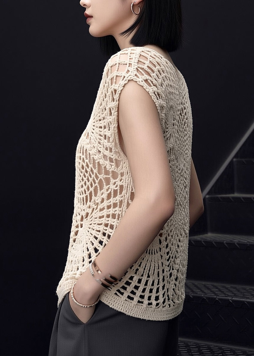 Haut en Tricot Évidé à Manches Courtes pour Femme 3