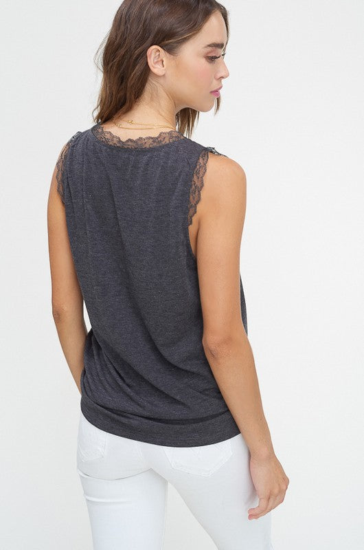 Haut sans manches en jersey à col en V bicolore pour femme 4