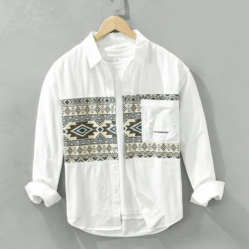 Chemise Homme Décontractée Patchwork Coton Respirant 2