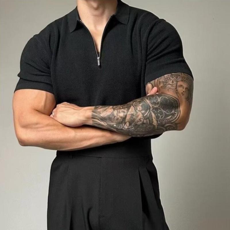 Homme Muscle Shirt Zip-up Moderne 4