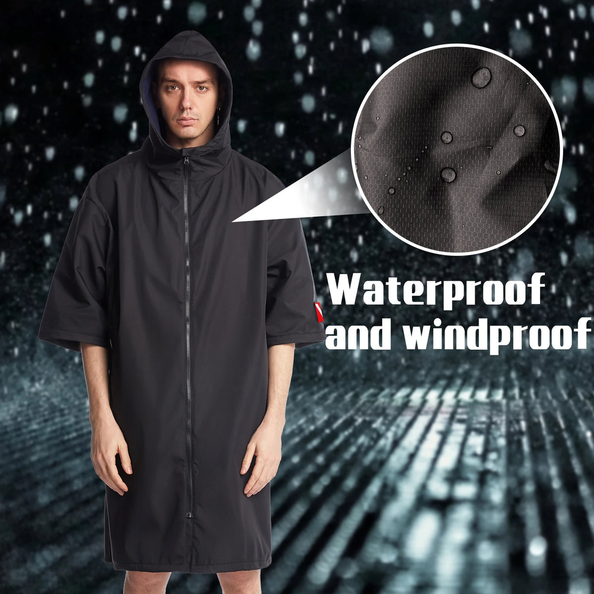 Homme Poncho Imperméable Cape Pour La Pluie Tissu Résistant Au Vent 2