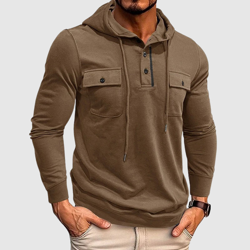 Homme Sweat à Capuche Henley Moderne 3