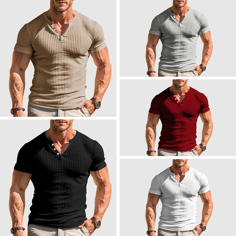Homme T-shirt Henley Urbain 5