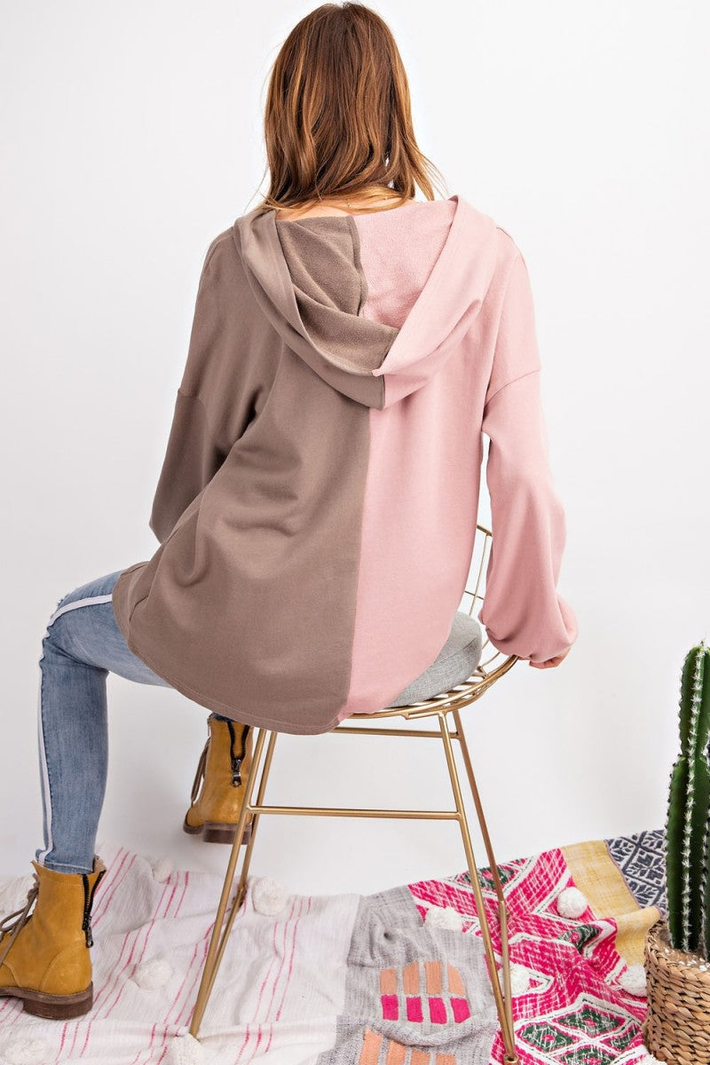 Hoodie Femme en Tricot Terry à Blocs de Couleurs 3