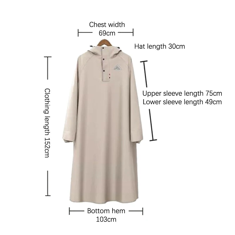 Imperméable Unisexe Long en Oxford avec Capuche 5