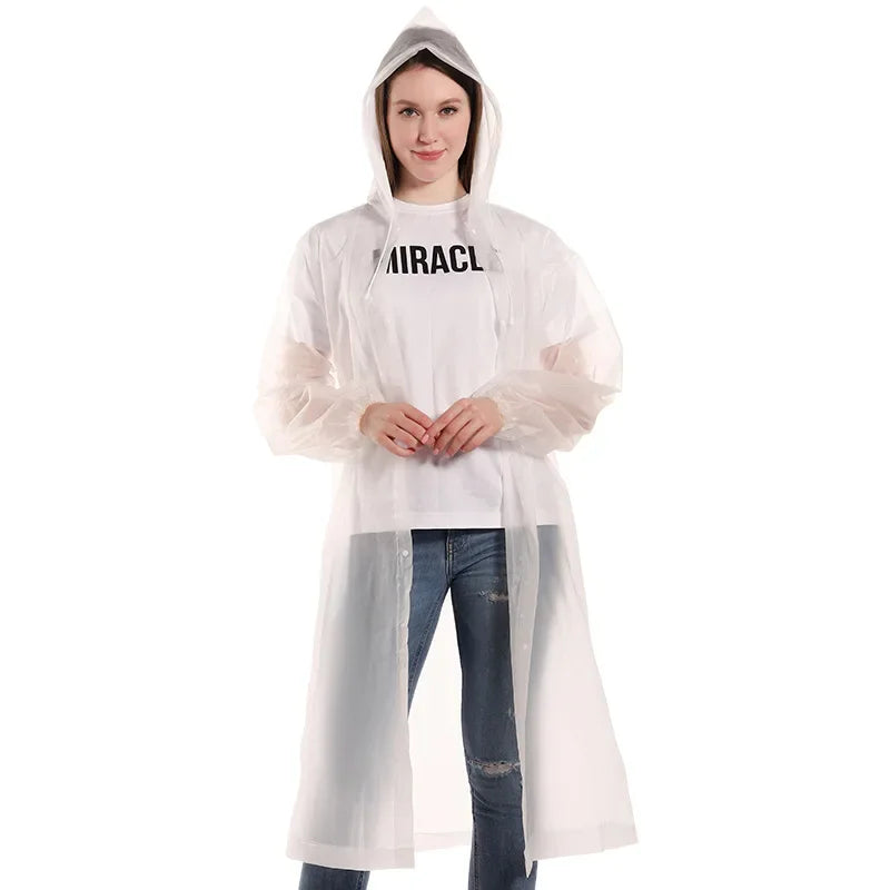 Imperméable Unisexe Poncho EVA Léger avec Capuche et Boutons pour Activités de Plein Air 5