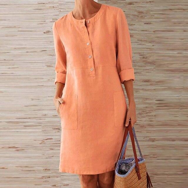 Robe Midi d'Été pour Femmes en Coton Élégante-1