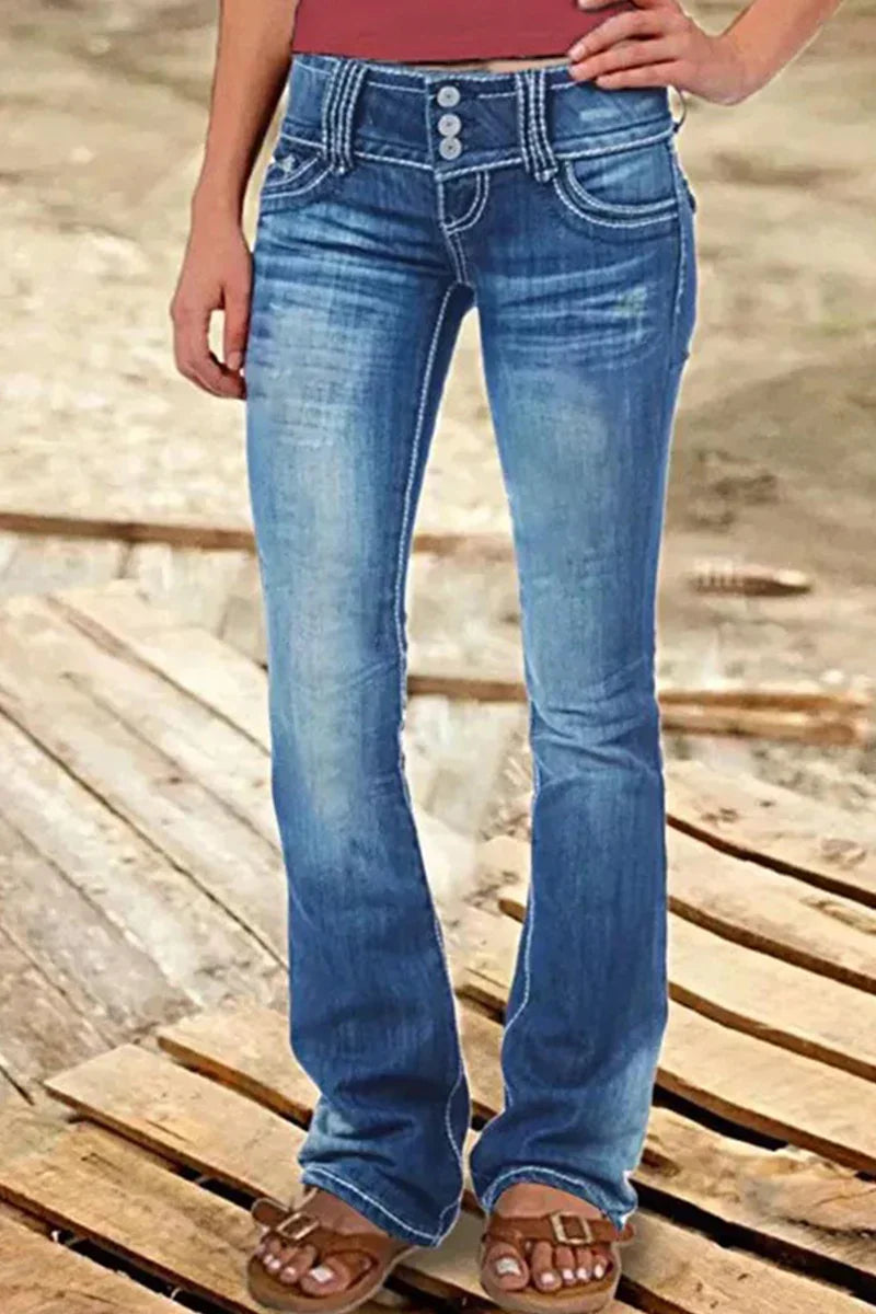 Jean Bootcut Femme Taille Haute Déchiré 4