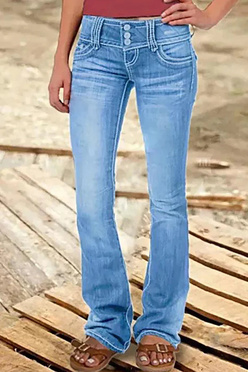 Jean Bootcut Femme Taille Haute Déchiré 5