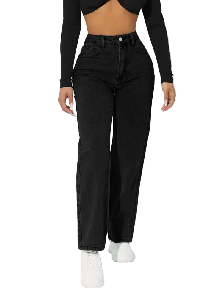 Jean Femme Droit Taille Haute Chic 0