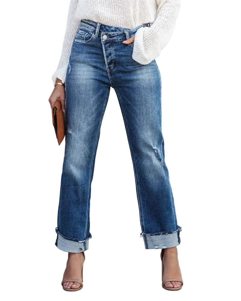 Jean Femme Droit Taille Haute Chic 0