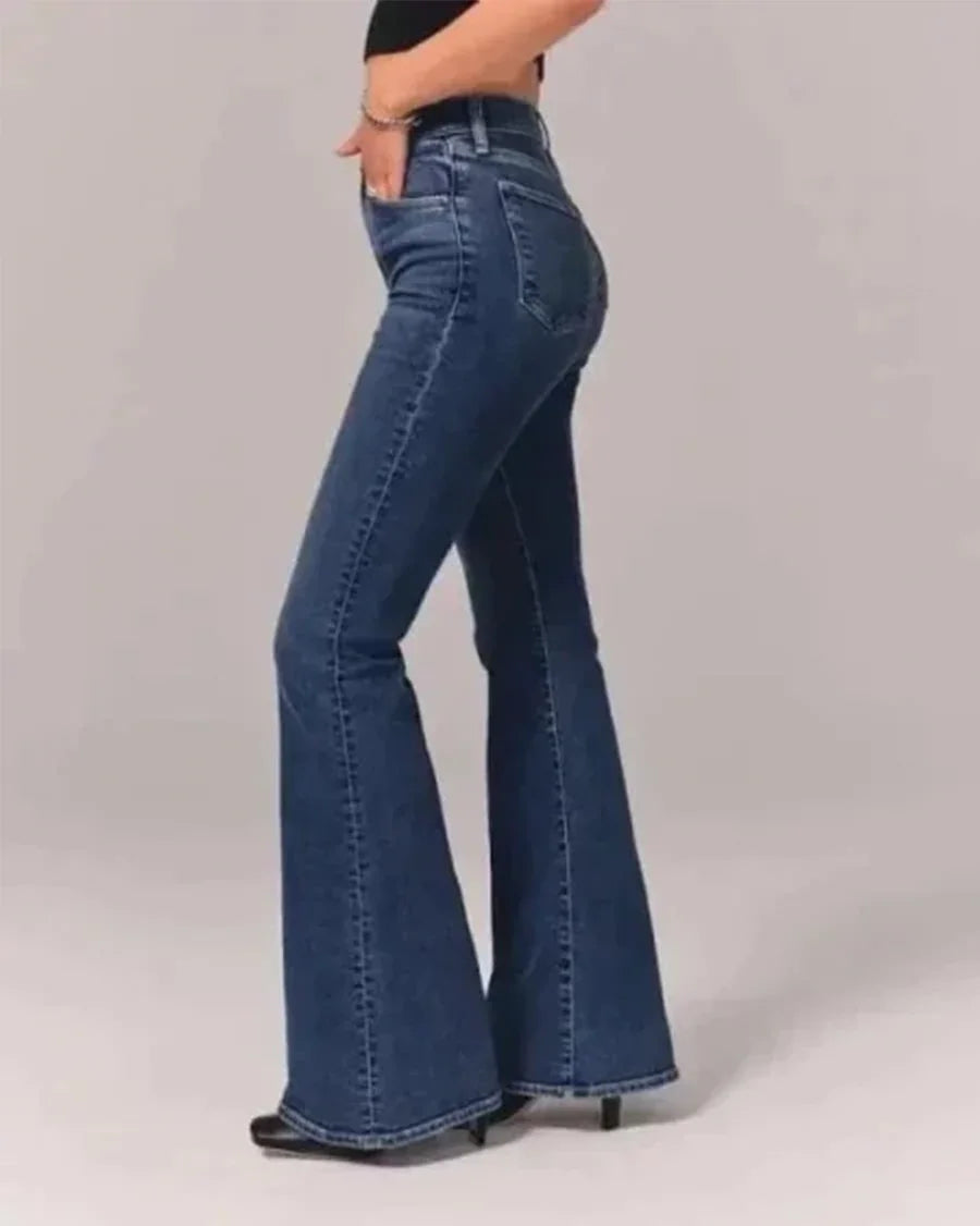 Jean Femme Évasé Taille Haute Chic 8