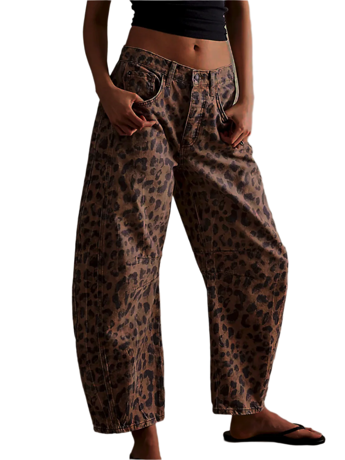 Jean Femme Imprimé Léopard Coupe Large 100% Coton 0